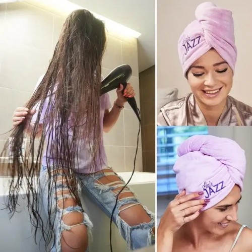 Hair Jazz Haarwachstums- und Reparaturset: Shampoo, Spülung, Maske + Haarturban als Geschenk