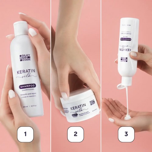 Keratin-Silk Haarglättung für geschädigtes Haar + Gratis Anti-Frizz Schutz