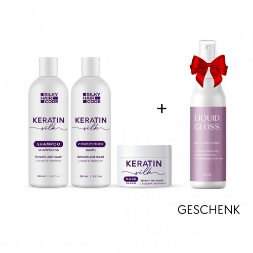 Keratin-Silk Haarglättung für geschädigtes Haar + Gratis Anti-Frizz Schutz