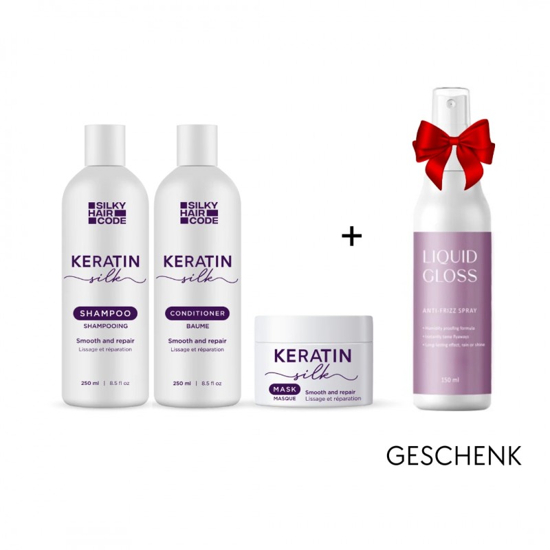 Keratin-Silk Haarglättung für geschädigtes Haar + Gratis Anti-Frizz Schutz